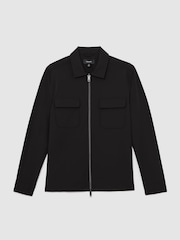Reiss Black Ascend Technical Zip-Through Overshirt - Image 2 of 5