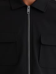 Reiss Black Ascend Technical Zip-Through Overshirt - Image 3 of 5