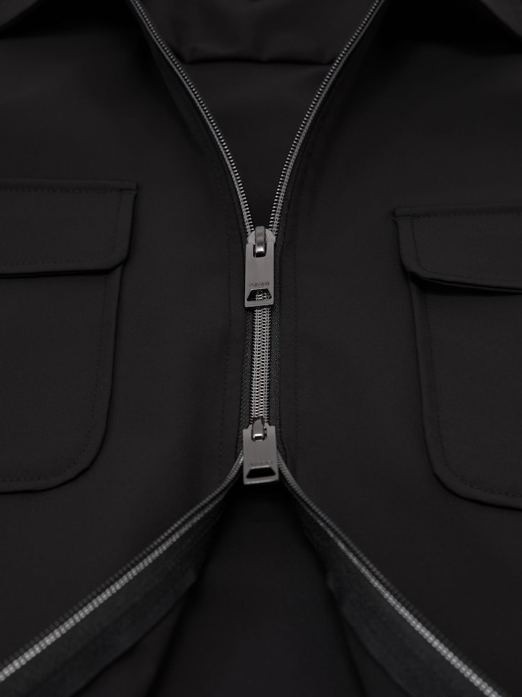 Reiss Black Ascend Technical Zip-Through Overshirt - Image 5 of 5