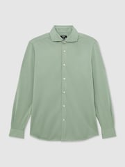Reiss Green Davaro Stretch-Modal Cutaway-Collar Shirt Regular-Fit - Image 2 of 6