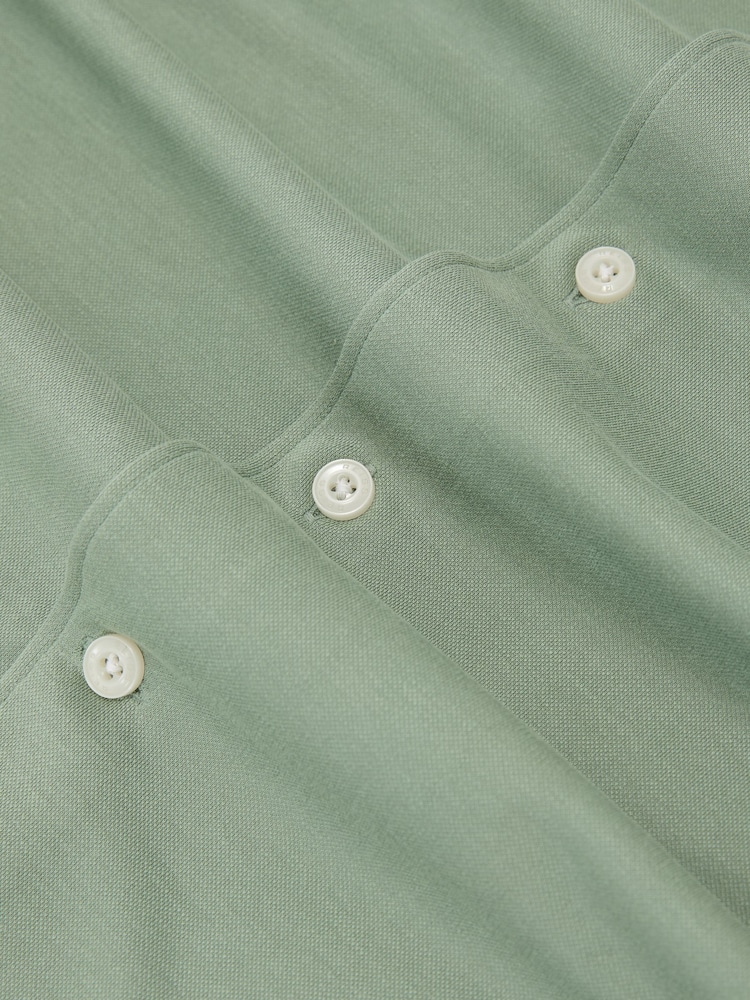 Reiss Green Davaro Stretch-Modal Cutaway-Collar Shirt Regular-Fit - Image 6 of 6