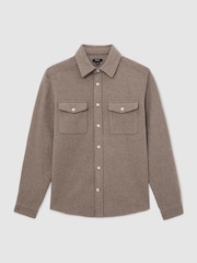 Reiss Oatmeal Melange Demari Wool-Blend Twin-Pocket Overshirt - Image 2 of 7