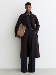 Reiss Navy Carley Wide-Leg Button-Detail Trousers - Image 1 of 8