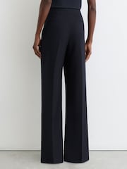 Reiss Navy Carley Wide-Leg Button-Detail Trousers - Image 7 of 8