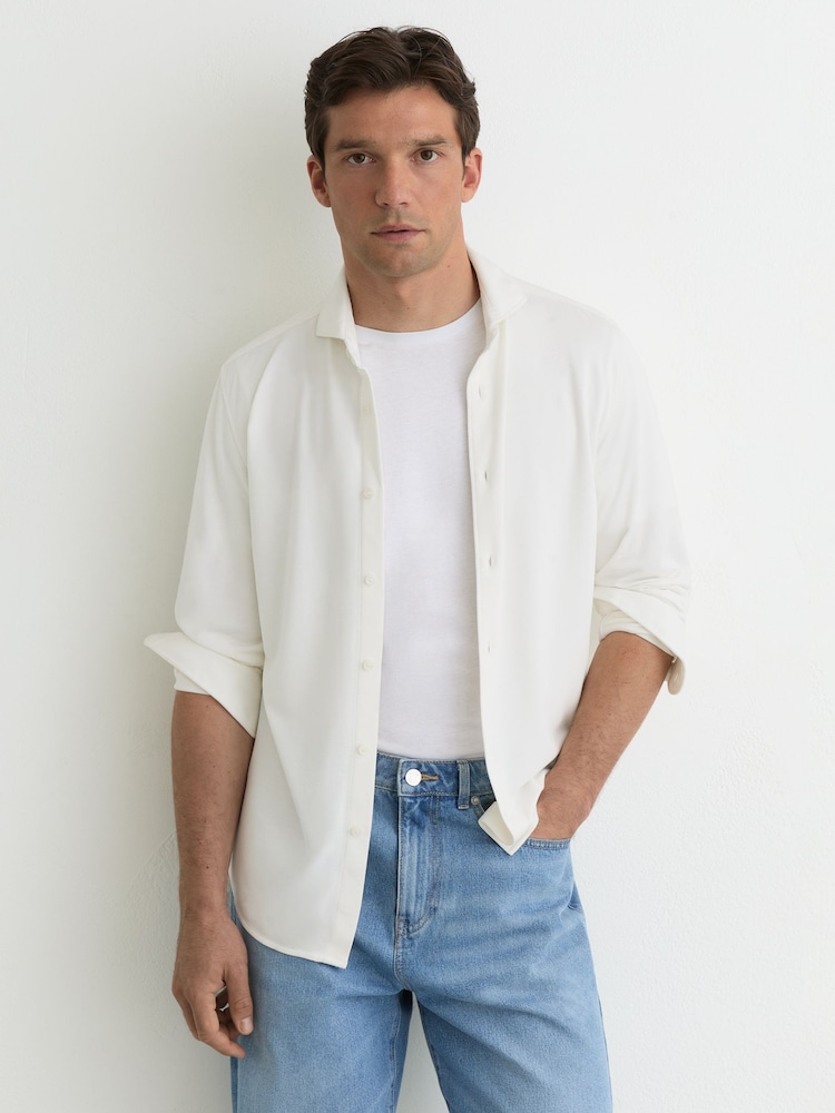 Reiss White Davaro Stretch-Modal Cutaway-Collar Shirt Regular-Fit - Image 1 of 6