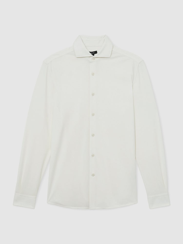 Reiss White Davaro Stretch-Modal Cutaway-Collar Shirt Regular-Fit - Image 2 of 6