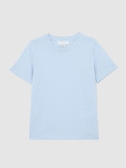 Moale Albastru - Tricou Reiss Bless din bumbac cu guler rotund - Imaginea 2 din 5