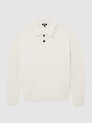 Reiss White Elm Wool-Blend Half-Button Polo Jumper - Image 2 of 6