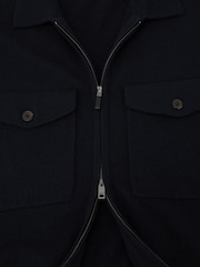 Laivasto - Reiss Dunstall Wool Knitted Zip-Through Overshirt - Kuva 7 / 7