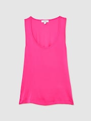 Reiss Fuchsia Pink Ruby Silk-Front Cami Top - Image 2 of 6