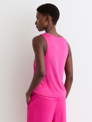 Reiss Fuchsia Pink Ruby Silk-Front Cami Top - Image 5 of 6
