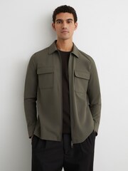 Reiss Green Ascend Technical Zip-Through Overshirt - Image 1 of 6