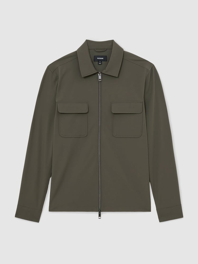 Reiss Green Ascend Technical Zip-Through Overshirt - Image 2 of 6