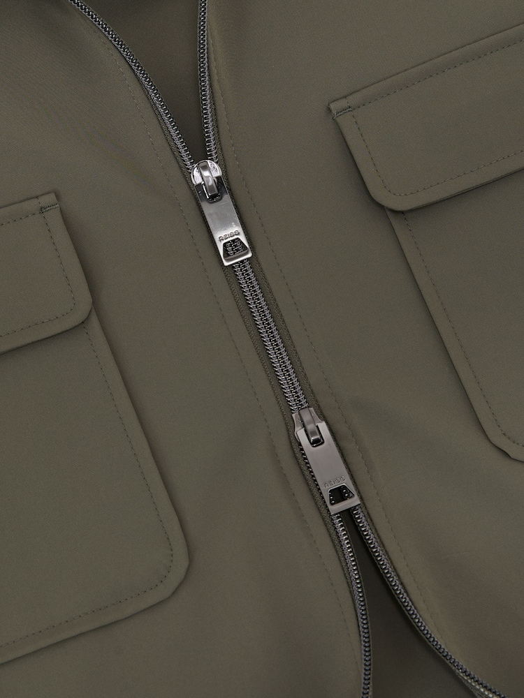 Reiss Green Ascend Technical Zip-Through Overshirt - Image 6 of 6