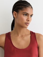Reiss Rose Red Ruby Silk-Front Cami Top - Image 4 of 6