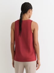Reiss Rose Red Ruby Silk-Front Cami Top - Image 5 of 6