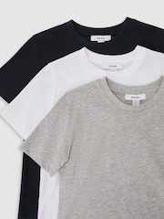 Reiss White/Navy/Grey Bless 3 Pack T-Shirts - Image 1 of 3