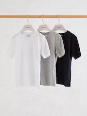 Reiss White/Navy/Grey Bless 3 Pack Cotton Crew-Neck T-Shirts - Image 2 of 3