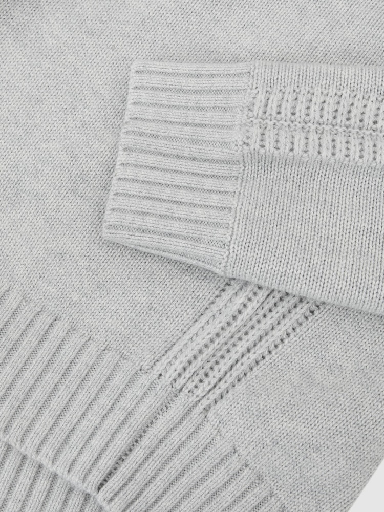 Reiss Soft Grey Beech Wool-Blend Rib-Detail Crew-Neck Jumper - Image 6 of 6