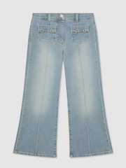 Reiss Sara Flared Horsebit-Detail Jeans - Imaginea 2 din 3