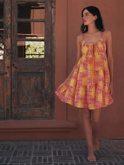 Eleanor Bowmer Pink/Yellow Sun Tiered Beach Dress - Image 1 of 4