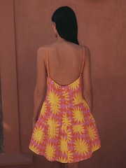 Eleanor Bowmer Pink/Yellow Sun Tiered Beach Dress - Image 3 of 4