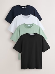 Navy / White / Black / Green Regular Fit Trident T-Shirt 4 Pack - Image 1 of 11
