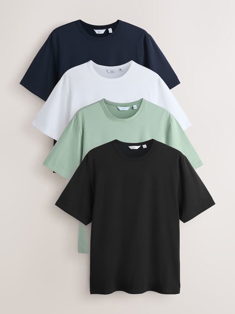 Navy / White / Black / Green Regular Fit Trident T-Shirt 4 Pack - Image 1 of 11