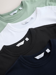 Navy / White / Black / Green Regular Fit Trident T-Shirt 4 Pack - Image 6 of 11