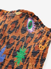 Eleanor Bowmer Leopard Icons Shirrred 100% Cotton Beach Jumpsuit - Image 7 of 8