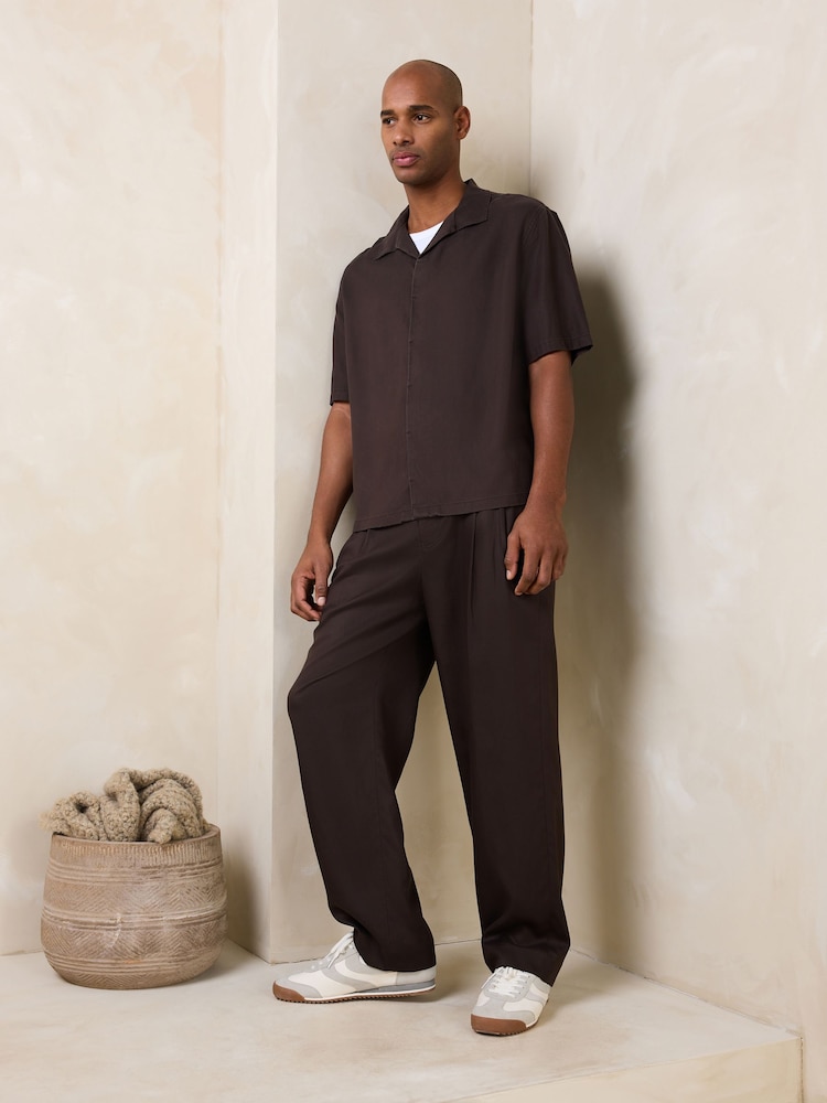 Brown Lyocell Blend Short Sleeve Shirt - Image 2 of 8