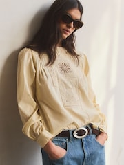 BHOEM 刺绣蕾丝细节棉质女式衬衫 - 6的图像1｝