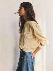 BHOEM 刺绣蕾丝细节棉质女式衬衫 - 6的图像3｝