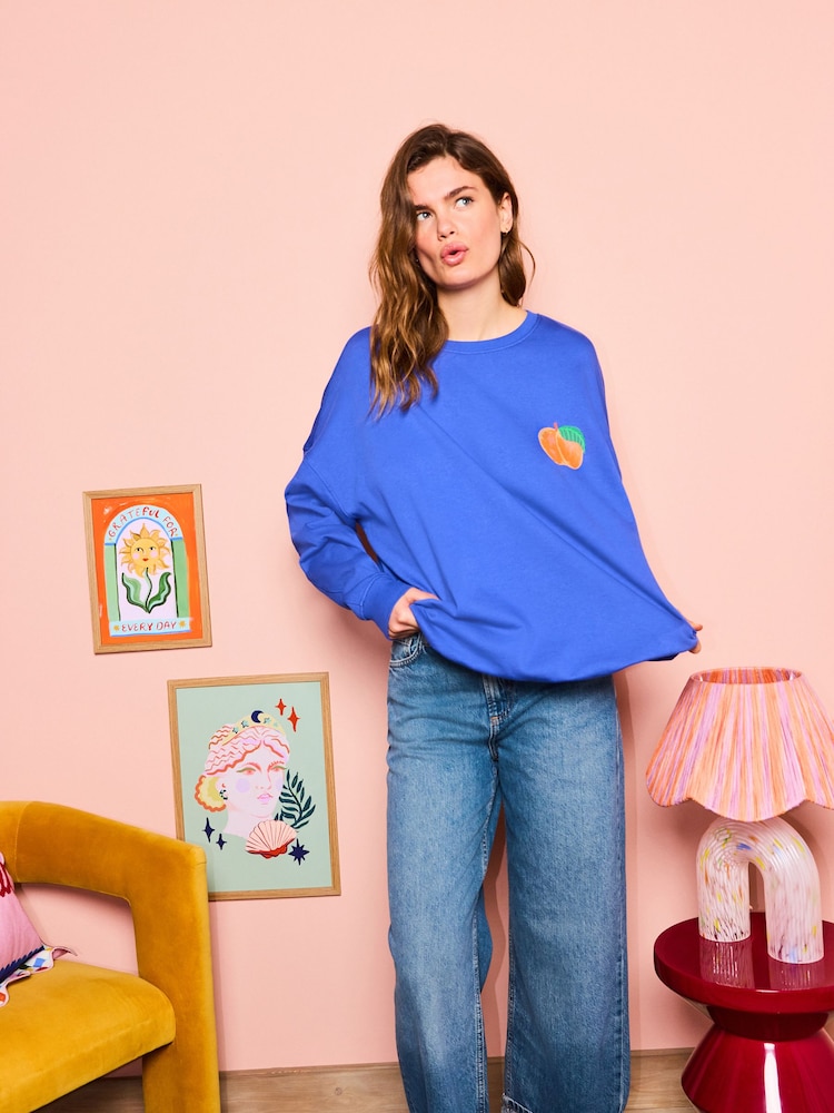 Eleanor Bowmer Cobalt Blue Just Peachy Sweat - Image 3 of 3