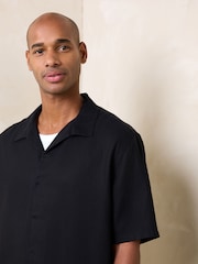 Black Lyocell Blend Short Sleeve Shirt - Image 1 of 8