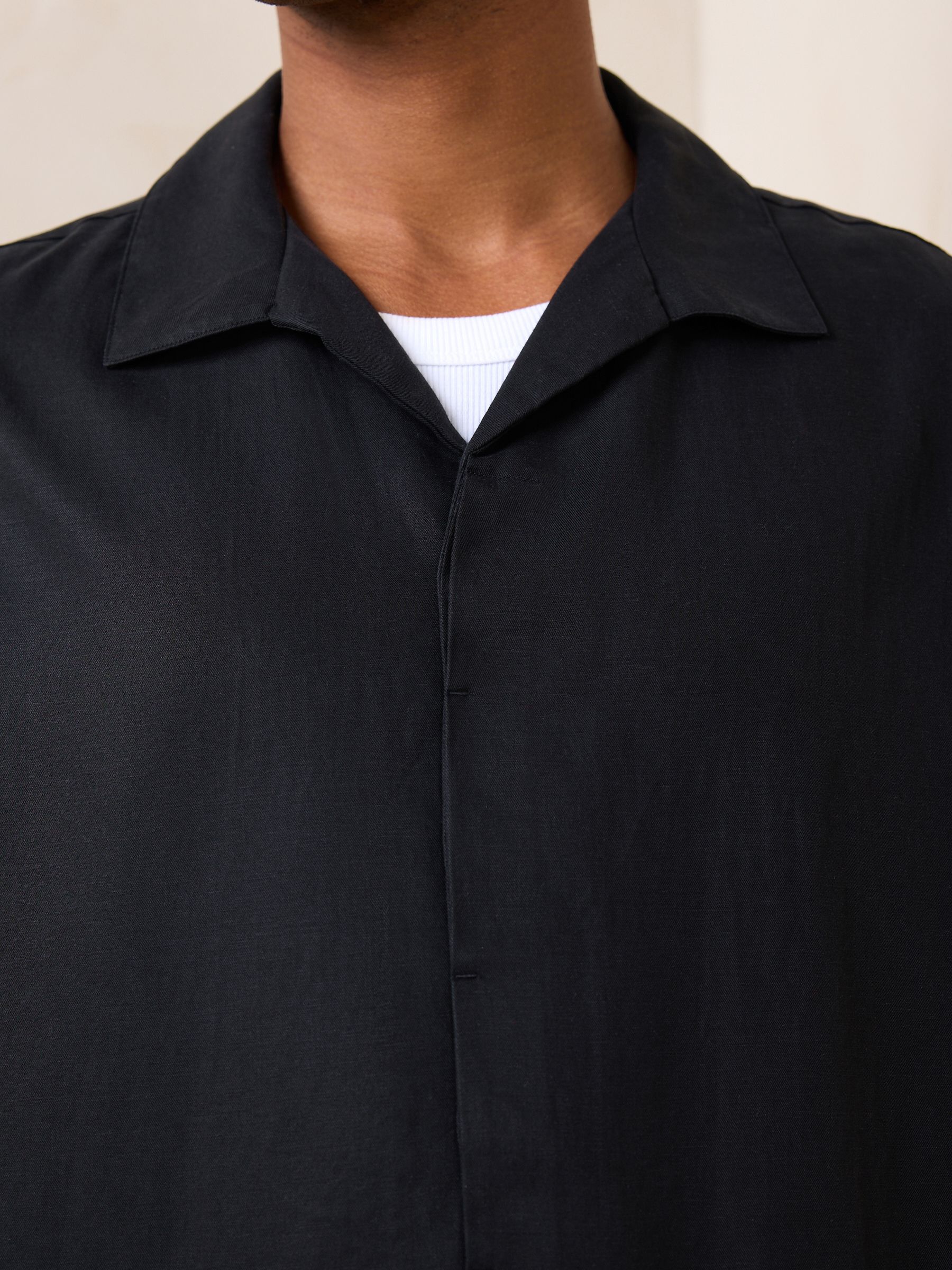 Buy Black N. Premium Linen Blend Short Sleeve Shirt from the Next