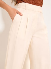 Lipsy Neutral Tailored Linen Look Wide Leg Trousers - Image 4 of 4