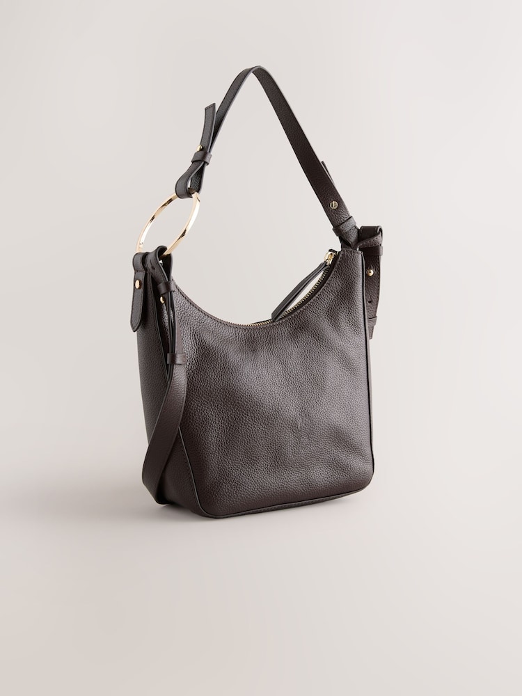 Chocolate Brown Hardware Detail Bucket Bag - Image 1 of 8 Chocolate Brown Hardware Detail Bucket Bag - Image 1 of 8