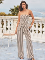 素色 - Lipsy Extended Tab Wide Leg Tailored Trousers - 圖片 1/4