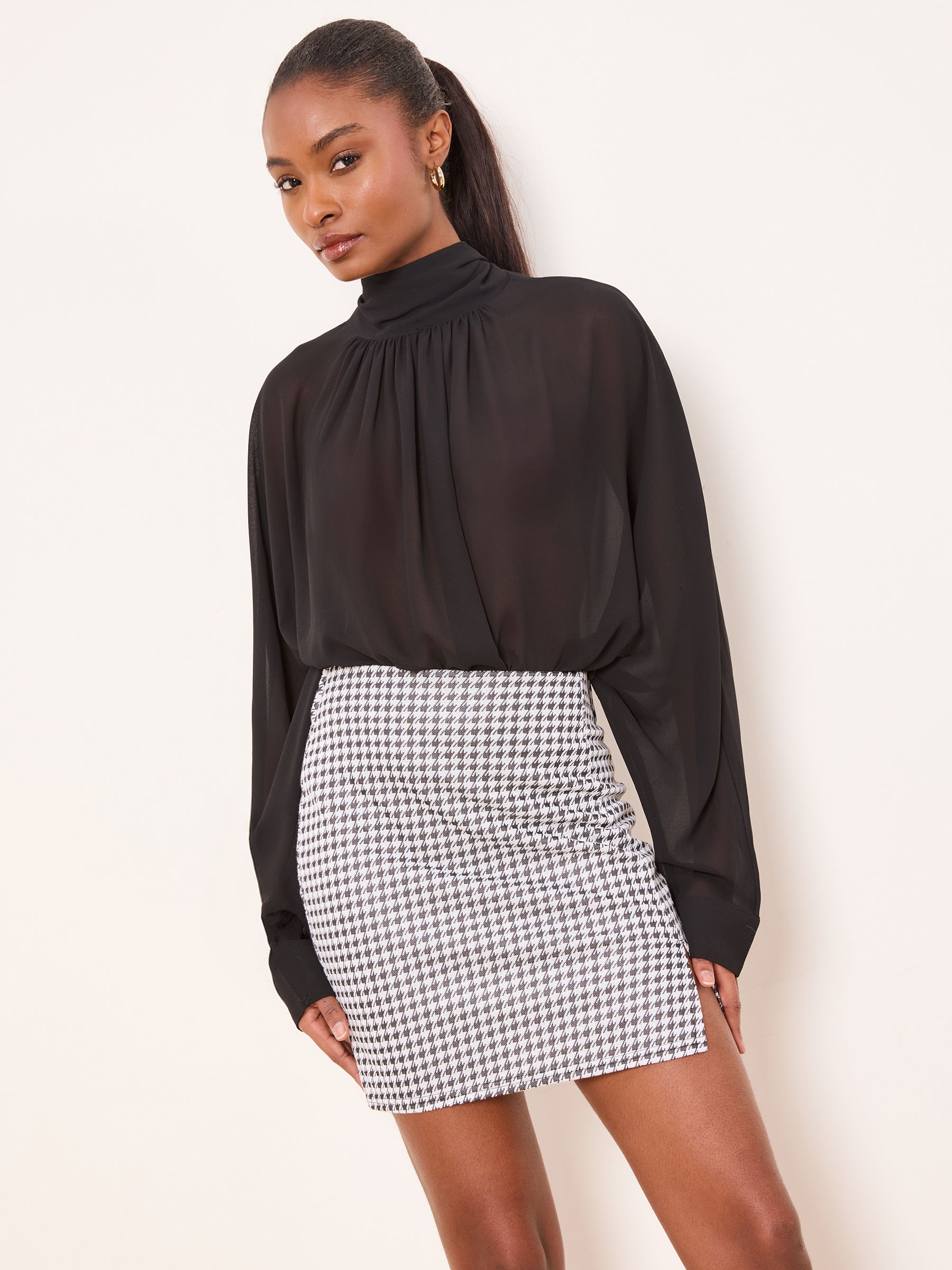 Buy Lipsy Dogtooth Check Split Side Mini Skirt from Next USA