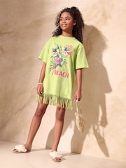 Lipsy Lime Green Jersey T-Shirt Kaftan (5-16yrs) - Image 2 of 4