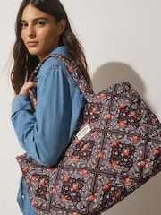 Chocolate Brown Bandana Print Nylon Tote Bag - Image 1 of 9