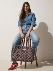 Chocolate Brown Bandana Print Nylon Tote Bag - Image 4 of 9