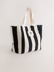 self. Black/White Towelling Shoulder Tote Bag - Image 1 of 5