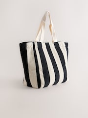 self. Black/White Towelling Shoulder Tote Bag - Image 2 of 5