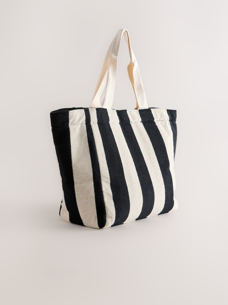 self. Black/White Towelling Shoulder Tote Bag - Image 2 of 5