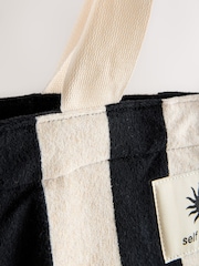self. Black/White Towelling Shoulder Tote Bag - Image 5 of 5