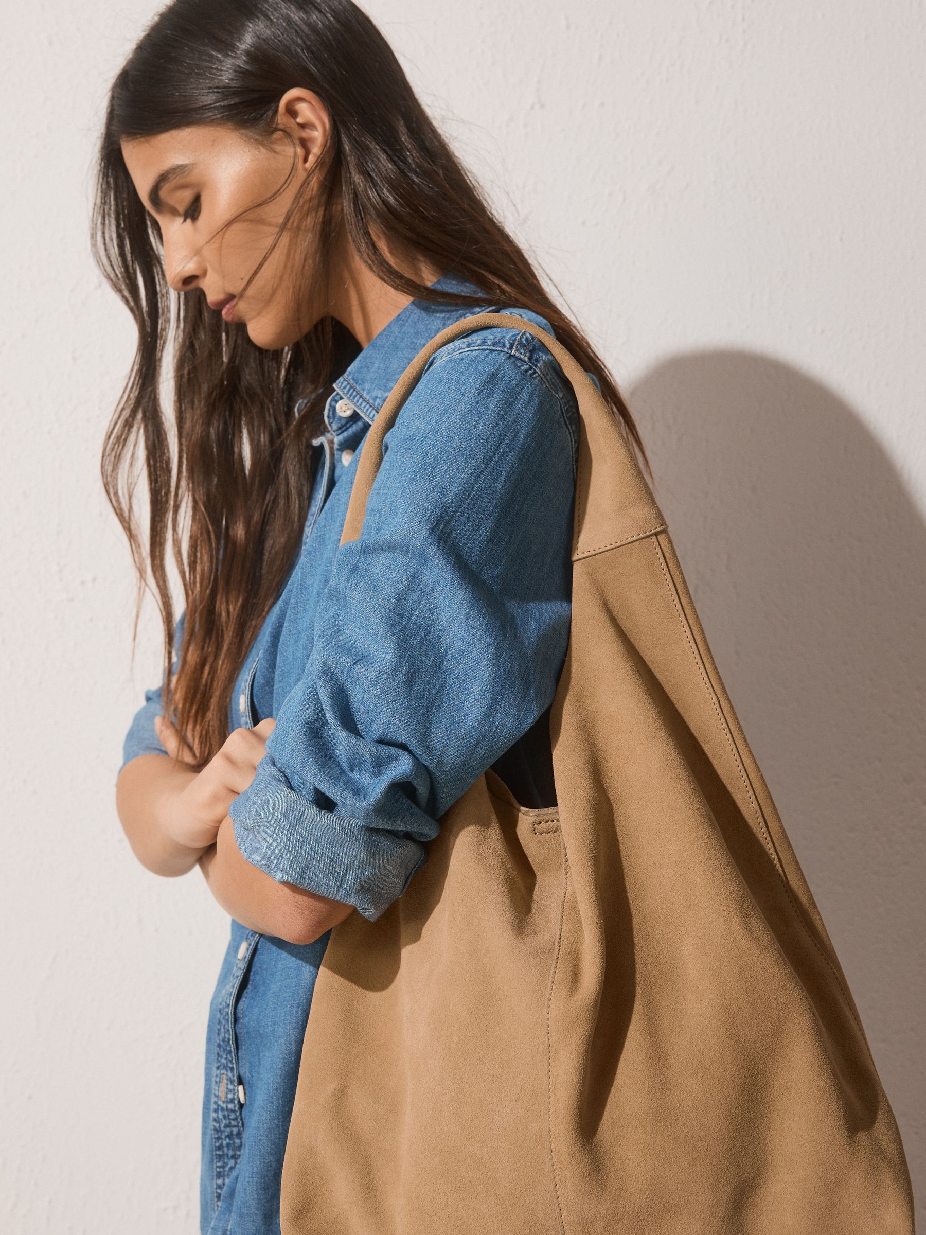Buy Sand Leather Slouchy Shoulder Bag from Next USA