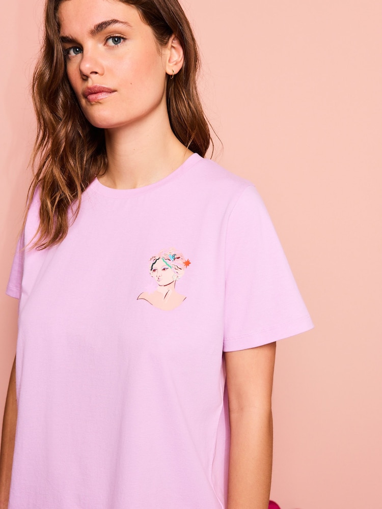 Eleanor Bowmer Lilac Purple Goddess 100% Cotton T-shirt - Image 2 of 3