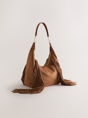 Μπρούτζινο καφετί - Suedette Fringe Shoulder Bag - Εικόνα 2 από 9